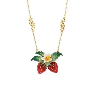 18K GP Red enamel strawberry necklace." Necklace -N49